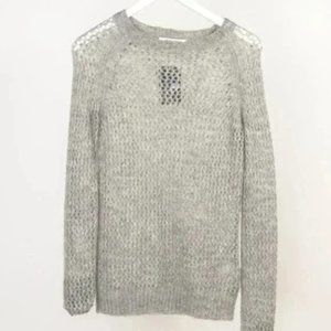 Judith & Charles Grey Open-Knit Sweater